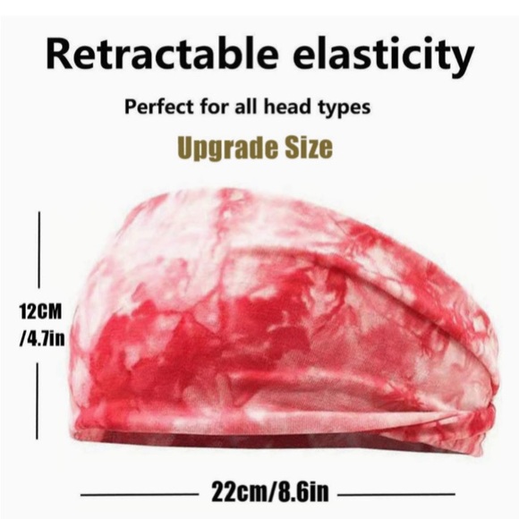 Red And White Tie Dye Anti-Slip Elastic Headband - Picture 2 of 5